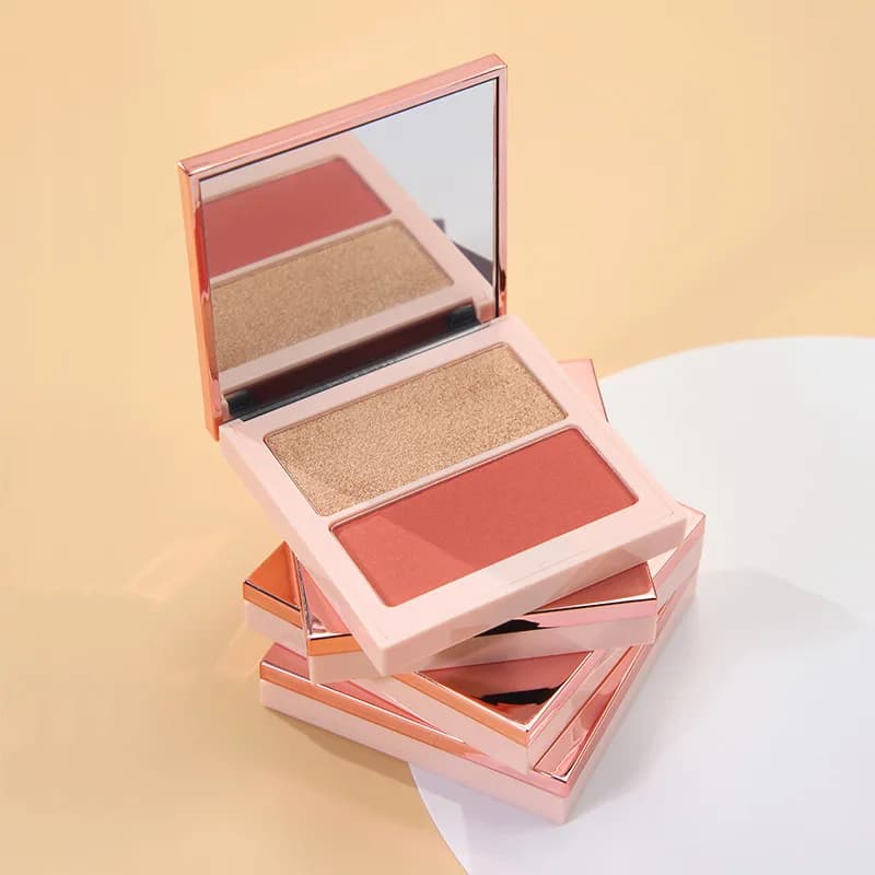 Evidenziatore Blush Palette Crea il tuo trucco Fard 2In1 Evidenzia polvere Multi-Funzione Etichetta privata Rosa Oro rosa 5 pezzi