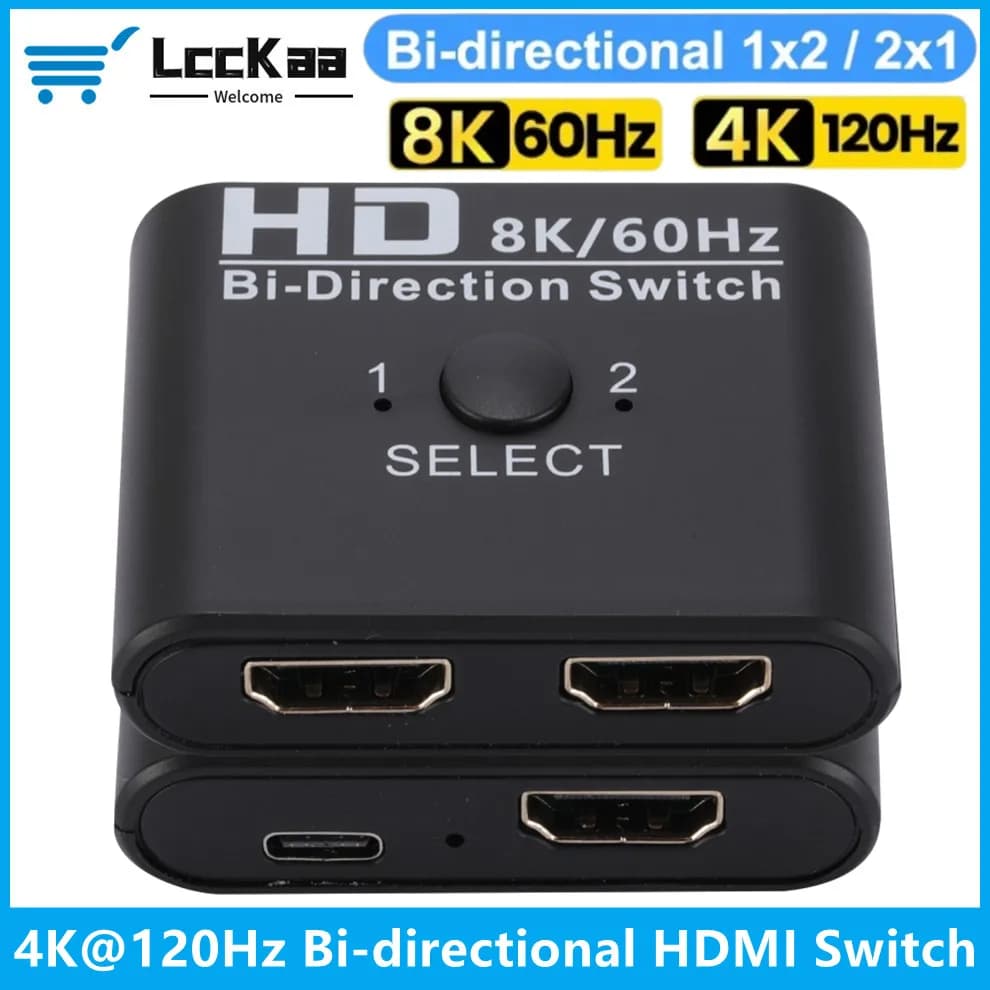 Splitter switch HDMI 8K 60Hz bidirectional 1x2/2x1 switcher switcher HDMI two-way 4K 120Hz for TV Box Projector PS3/4 Xbox