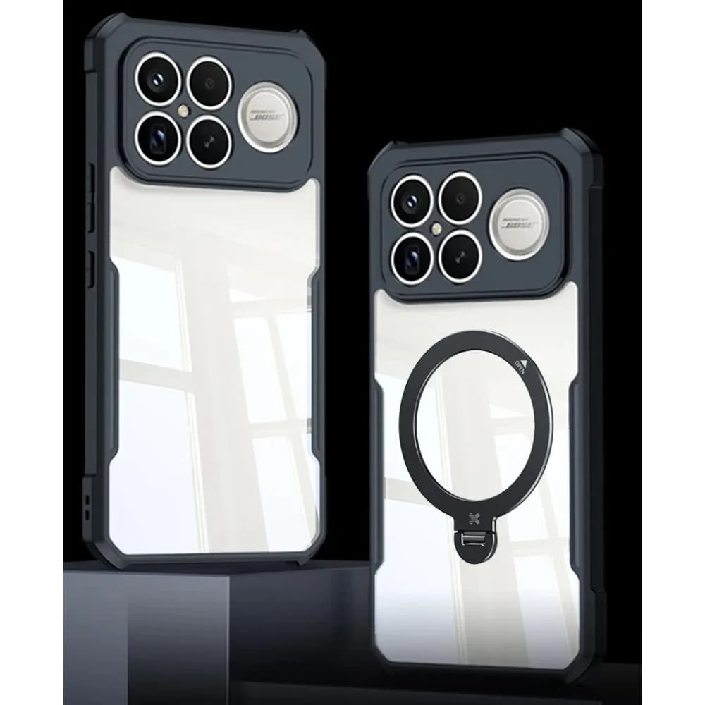 Transparent phone case Airbag four-angle shock absorber for Xiaomi POCO F8 Ultra F7 X7 Pro Housing with rotating magnetic bracket