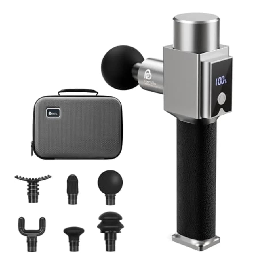Massage Gun Background of Fabrics, Professional Percussion Massage for Alleviating Muscular Pain, Powerful and Silent, Electric and Portable