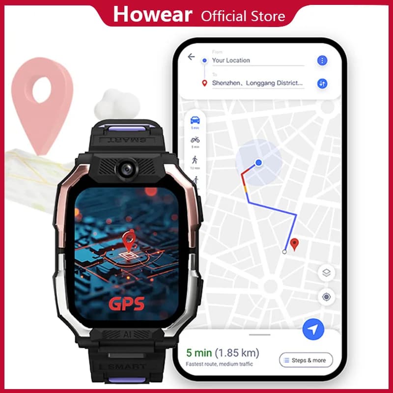 GPS Smartwatch Smart Watch HW Z10 Kids Baby Tracker 5G SIM Card 4G Girl SOS Wiper 800mAh Battery HD Video Call Wifi