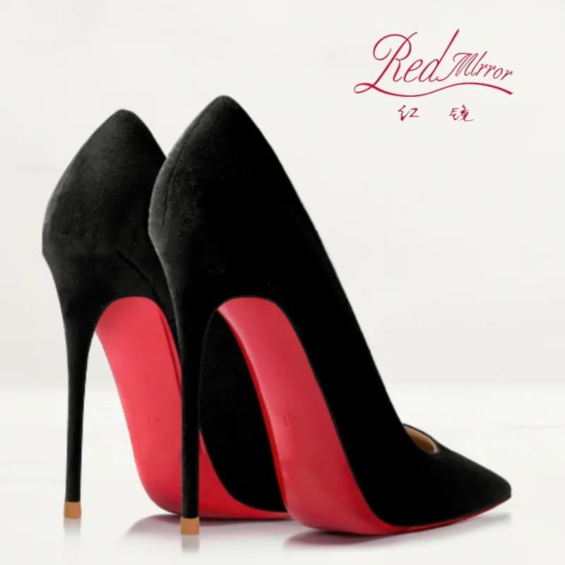 2025 autunno nuove donne tacchi alti sexy punta a punta pelle scamosciata rosso lucido fondo stiletto pompe 12 cm moda comode scarpe da sposa