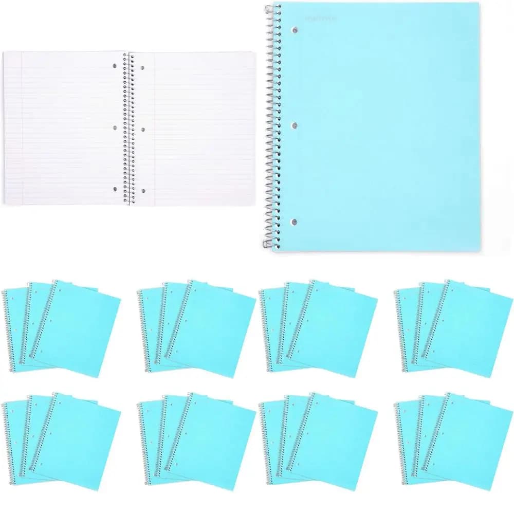 Spiral panels, 1 discipline, green water, wide striped, packing with 12, 100 sheets, durable polypropylene cover, moisture resistant, ideal for school and