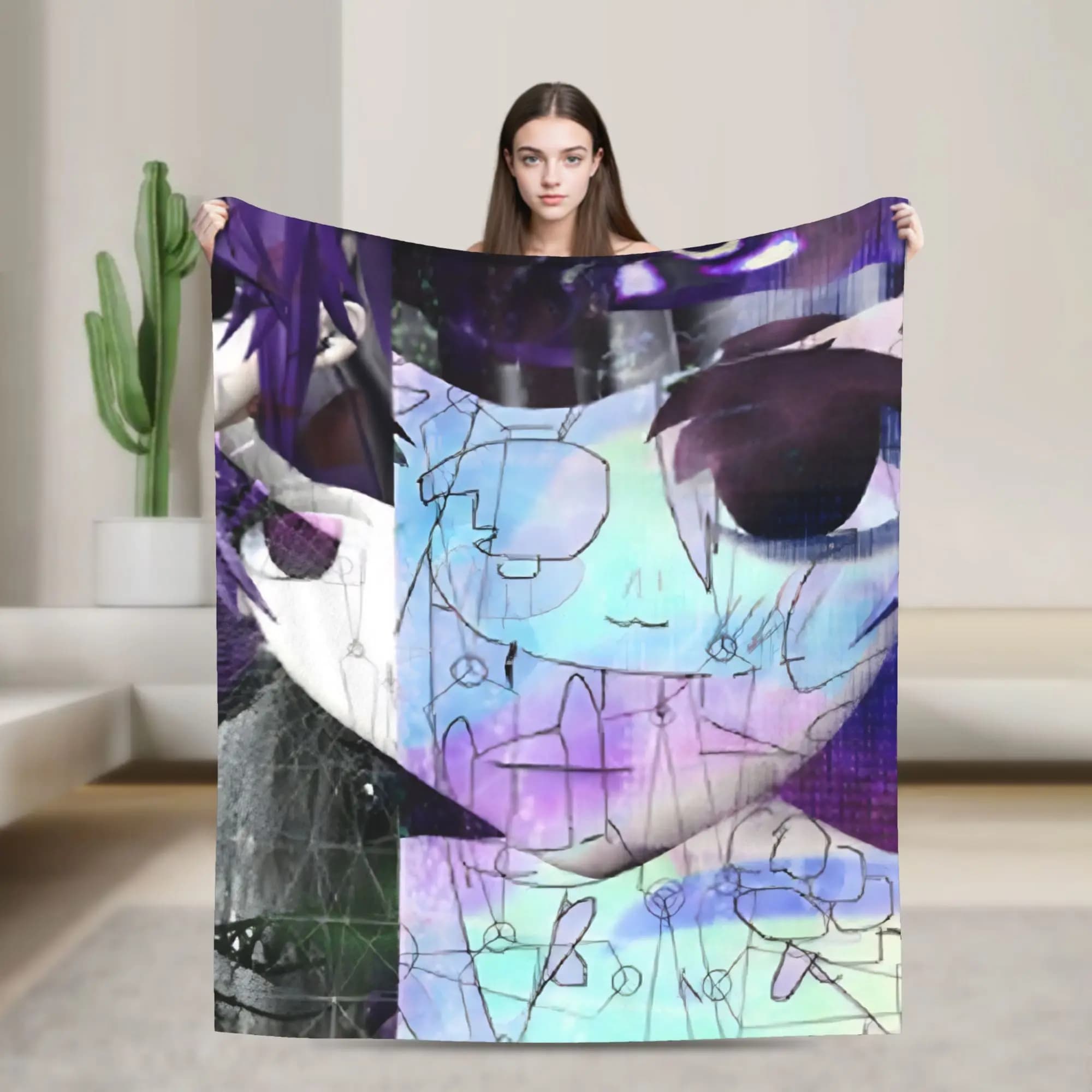 skitzofrenia simulation Blanket Airplane Travel Flannel Bedding Throws For Couch Chair Super Soft Custom Quality Bedspread