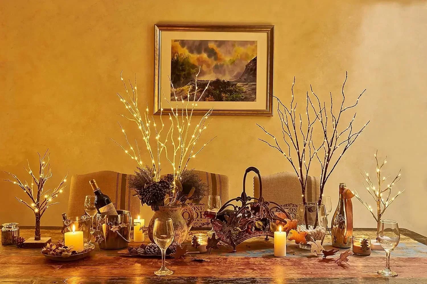 Ramo Luminoso Marrone con Luci Fatate 32 Pollici 150 LED, Ramo di Salice Illuminato con Spina per Decorazioni Natalizie, Matrimoni e Feste