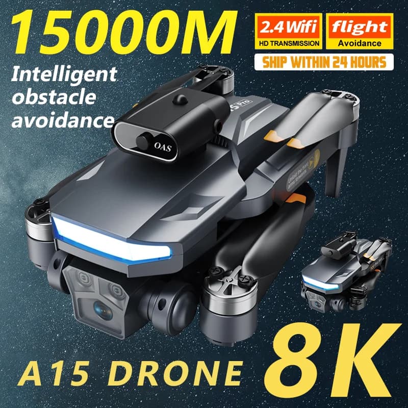 New A15 Pro Aerial Drone Folding Optical Flow Automatic Obstacle Avoidance Quadcopter Remote Control Aircraft Toy Birthday Gift