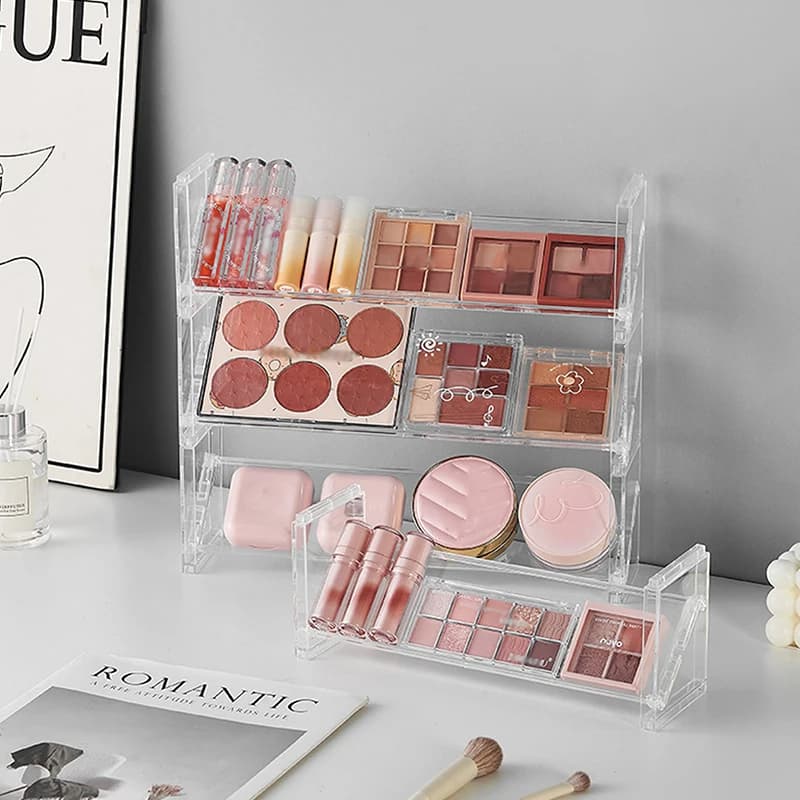 3 Layer Acrylic Cosmetic Door: Shade Tray/Blush + Organizer for various items/table toys