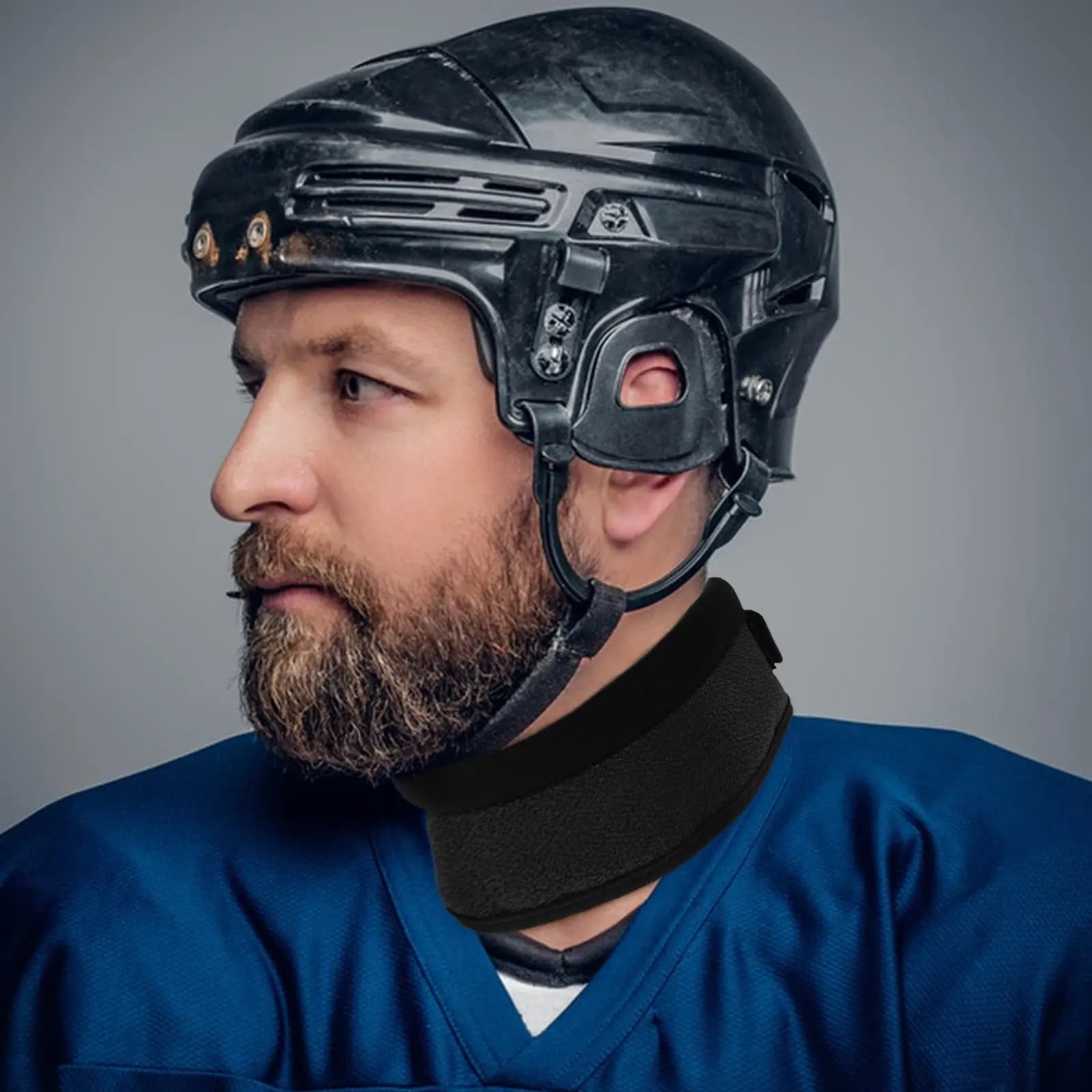 Collare Protettivo per Hockey su Ghiaccio, Protezione Robusta per Adulti, Traspirante, Leggero, Alta Elasticità, Attrezzatura per Pattinaggio e Hockey Invernale