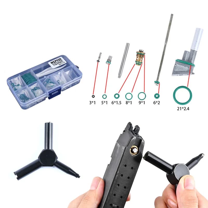 Set di guarnizioni di tenuta O-ring in silicone piatto verde per la riparazione di pistole giocattolo Glock G17 G19 GBB Marui TM Strumenti di manutenzione della pistola ad aria compressa compatibili