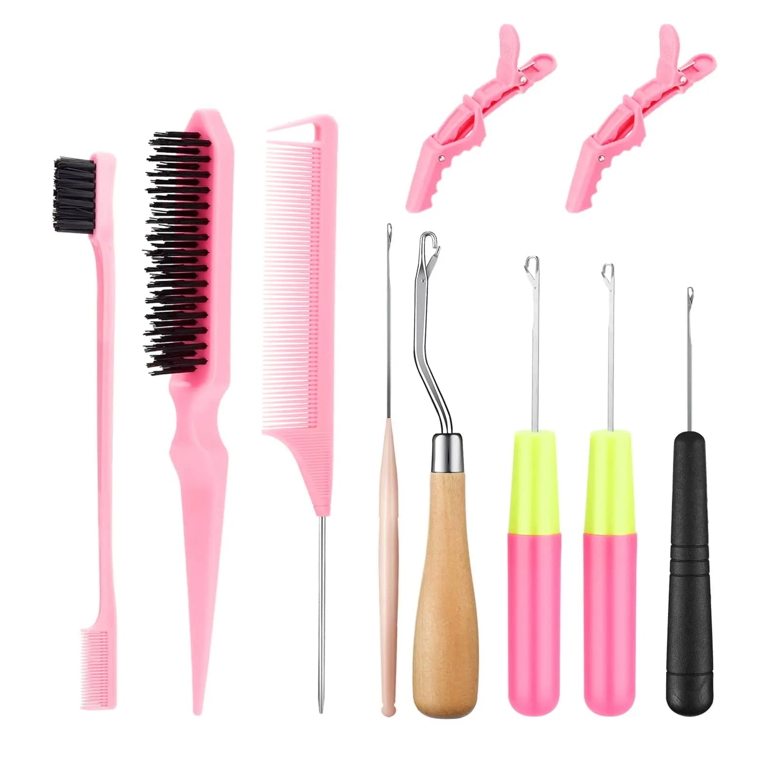 7/10 pezzi uncinetti per set di capelli con 5 pezzi di aghi per uncinetto di diverse dimensioni, gancio di chiusura per estensioni dei capelli all'uncinetto Passion Twist