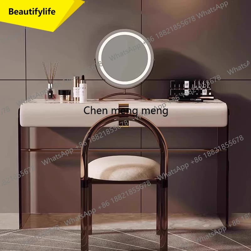 A38 Luxury Modern Vanity Table Mid Century Living Room Women Makeup Mirror Dressing Table Chair Acrylic Penteadeira Home Furnitu