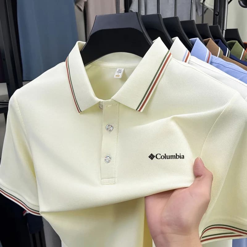 Polo da uomo in seta ghiaccio, nuova collezione estiva, ad asciugatura rapida, classica, traspirante, rinfrescante, da golf, a maniche corte, premium, ricamata