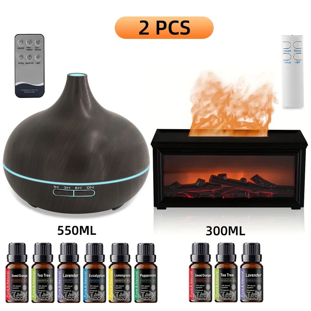 Aromatherapy Gift Set: 2 Cold Fog Diffusers and 7 Color LED Light Humidifiers and Sound Wave Therapy for Bedroom