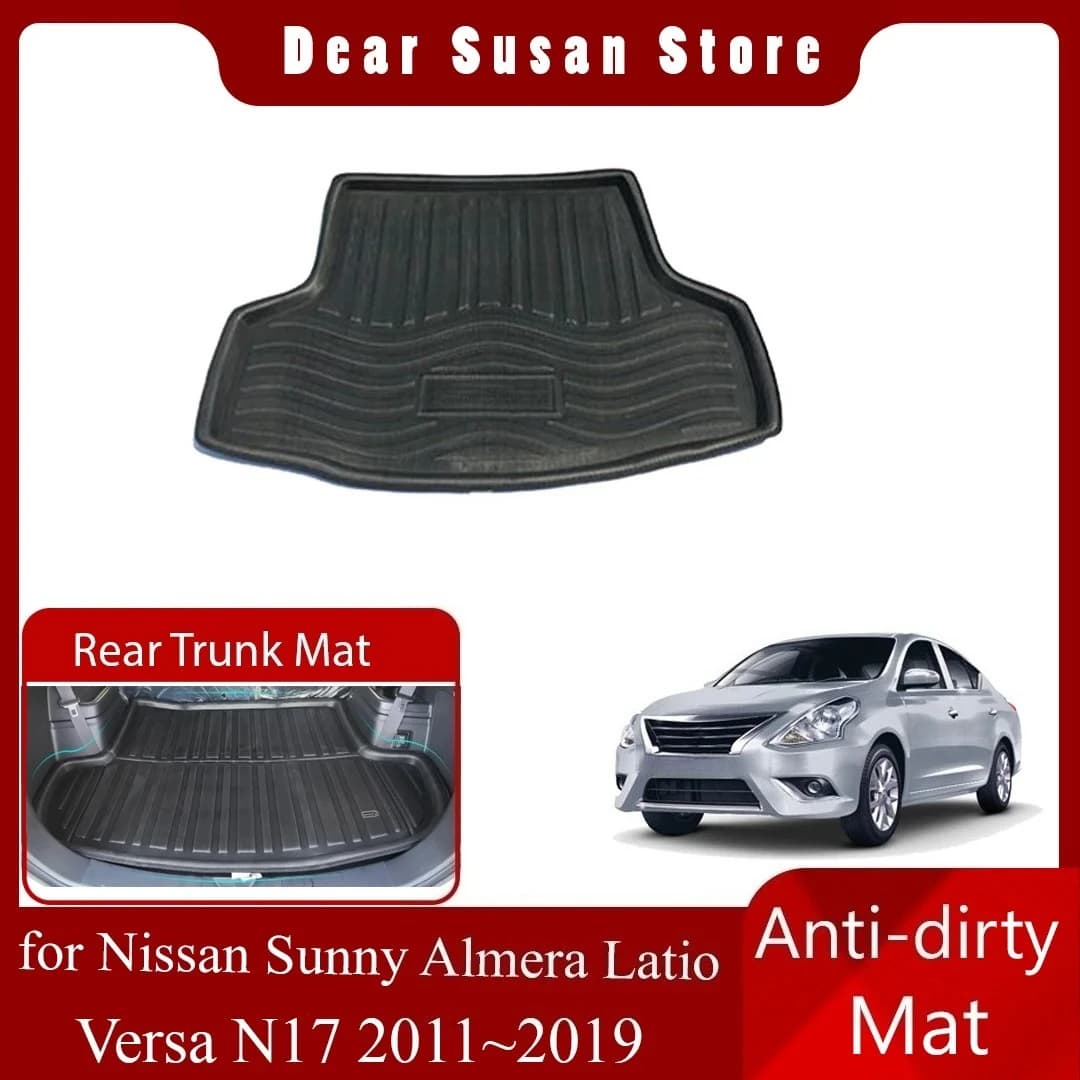 Tappetino per bagagliaio posteriore dell'auto per Nissan Sunny Almera Latio Versa N17 2011 ~ 2019 2012 2013 2014 2015 2016 2017 2018 vassoio tappetino impermeabile Space Boot Carg Cover accessori