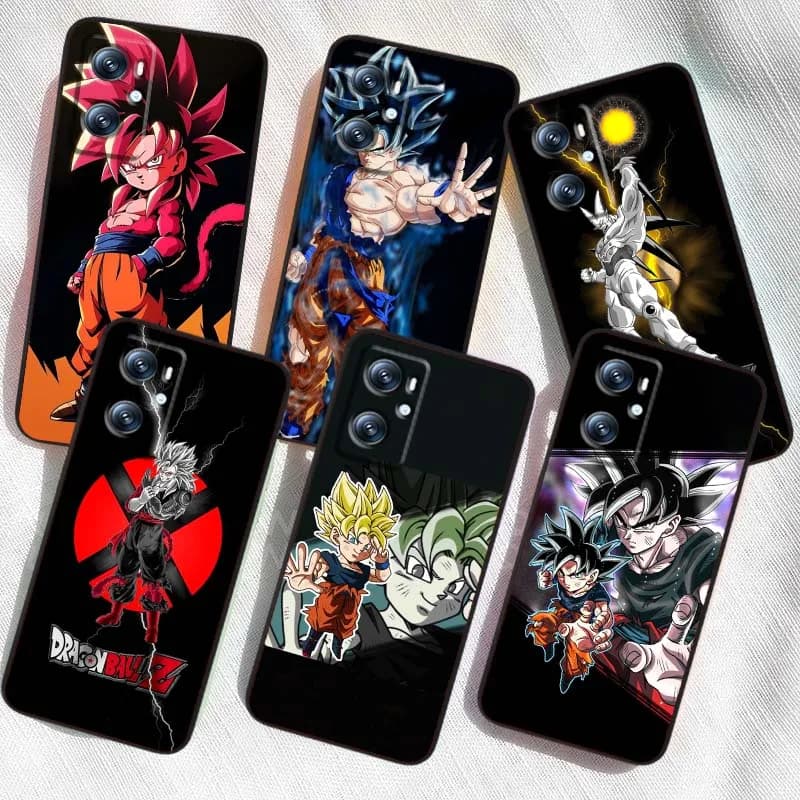 Cover Nera per Telefono con Personaggi Dragon Ball per OPPO Reno 5 6 7 A96 A40 A58 Realme GT A74 A78 Neo2 A74 A78 Find X5 X3 X7 X8