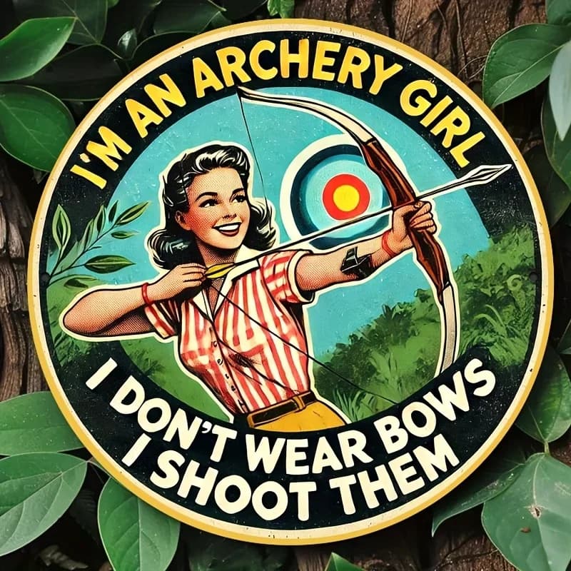 2D Metal Sign I'm An Archery Girl I Don't Wear Bows I Shoot Them Vintage Retro Funny Archery Shooter Target Sports Woman Humor W