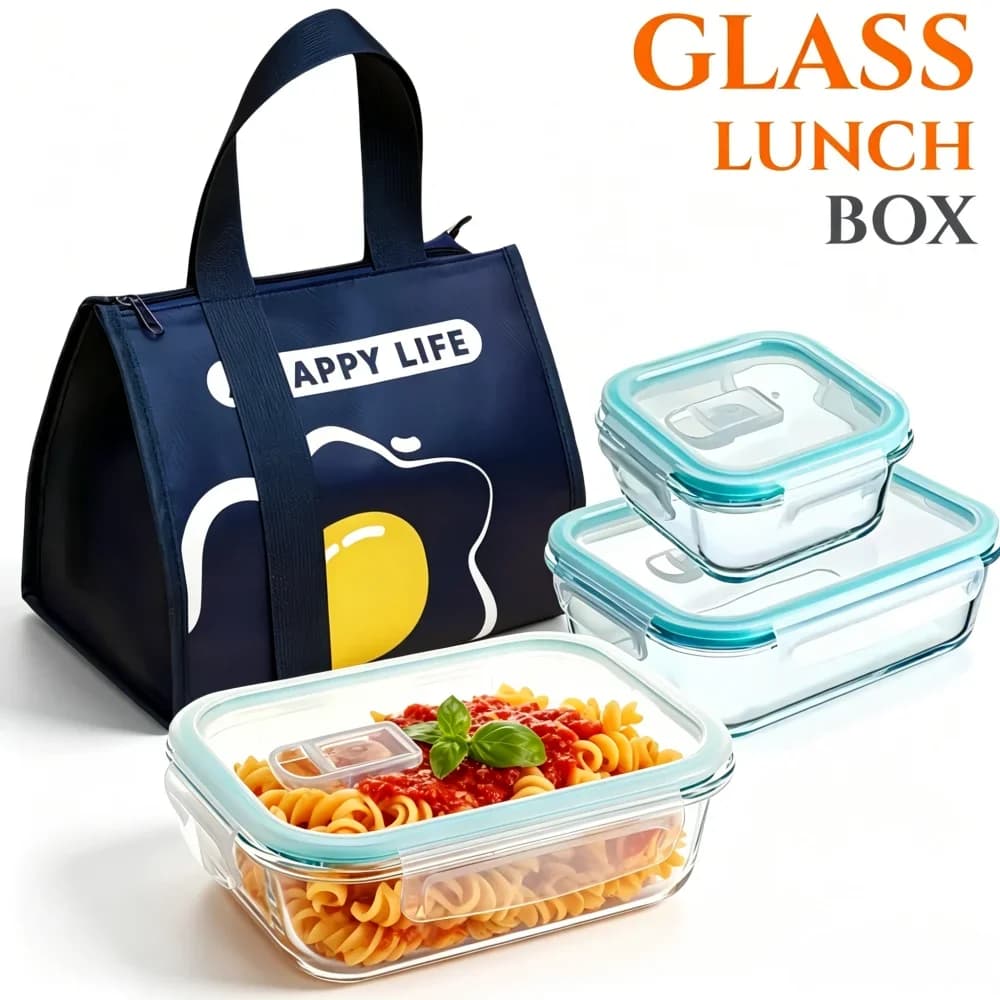 Contenitore per Alimenti in Vetro Senza BPA, Rettangolare, Ermetico, per Conservazione Cibo, Accessori da Cucina, Ciotola per Preparazione Pasti, Bento Box