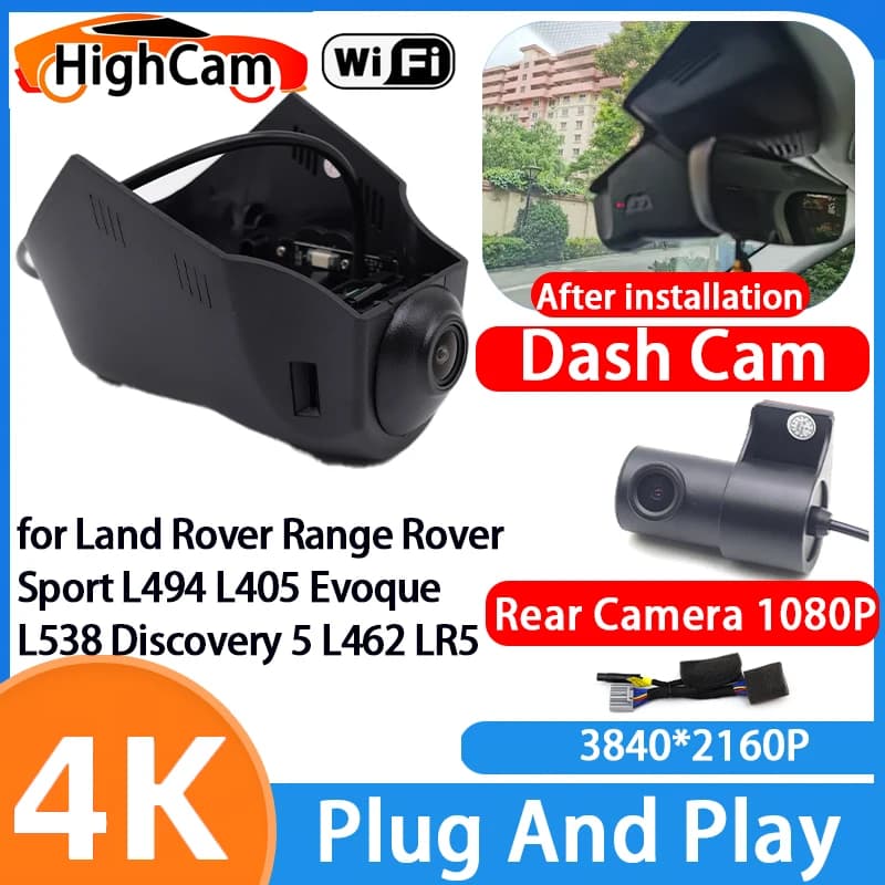 HighCam for Land Rover Range Rover Sport L494 L405 Evoque L538 Discovery 5 L462 LR5 4K Wifi DVR Video Dash Cam Front Rear Camera