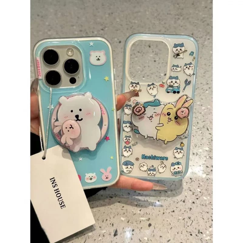 Kawaii Joke Bear Nagano Bear Chiikawa Printed Phone Case Full Lens Protection Anti-drop Silicone Smartphone Case For iPhone16Pro