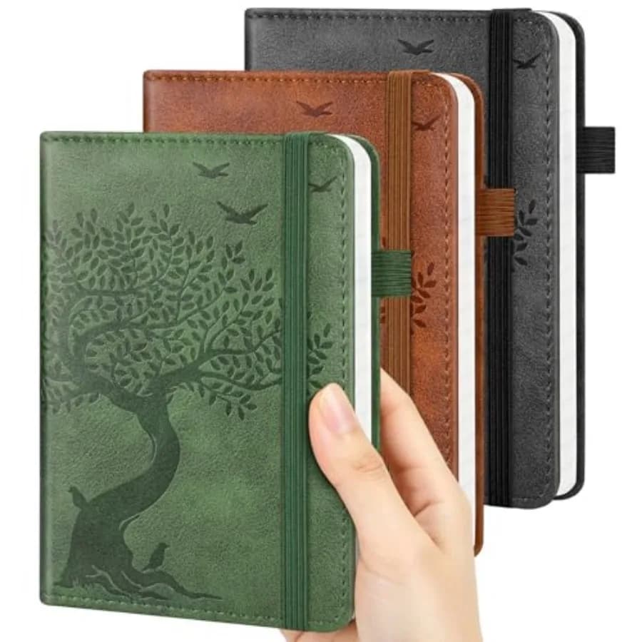 A6 Pocket Notebook Lined Journal: 3 Pack Small Notebook College Ruled, Leather Pocket Notepad, Hardcover Mini Journals for Writ