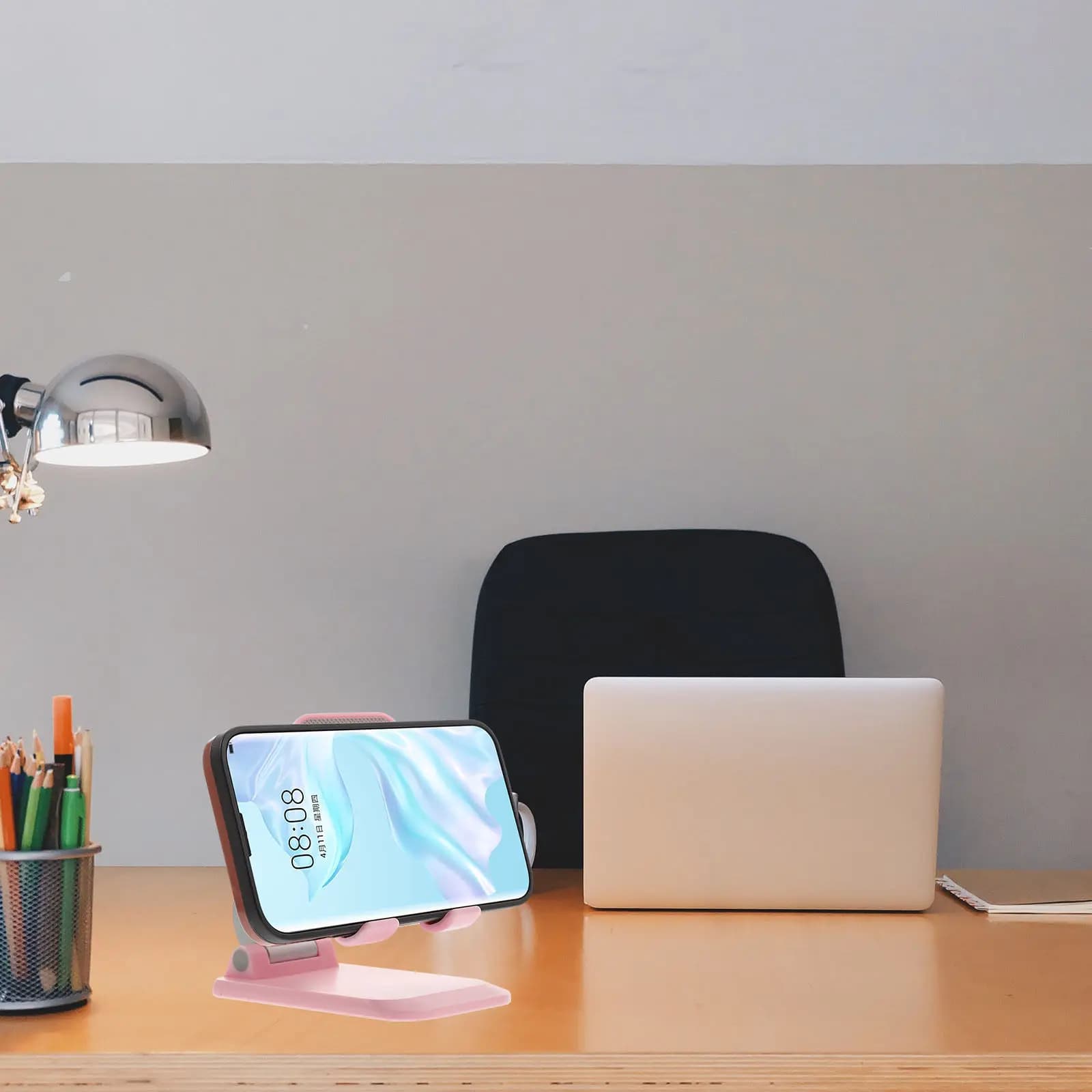 Cell Phone Holder Adjustable Folding Non-Slip Silicone Pad Desktop Phone Stand Portable Tablet Bracket for Home Office Study