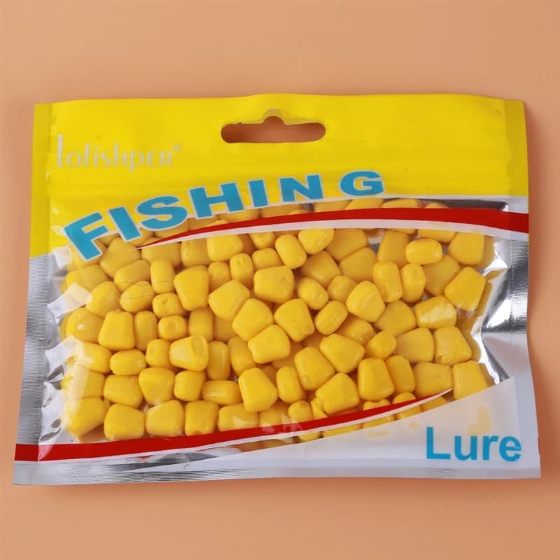 100 pcs fake soft Silicone fishing caller floating baits grass carp baits corn beans Jig smell of artificial baits face Set