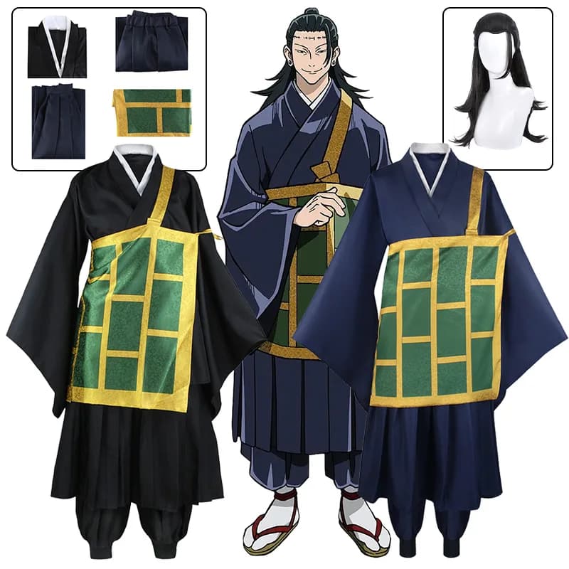 Geto Suguru Costume Cosplay Anime Jujutsu Kaisen Suguru Geto Cosplay Uniforme scolastica Nero Blu Vestiti Costumi di Halloween Per adulti
