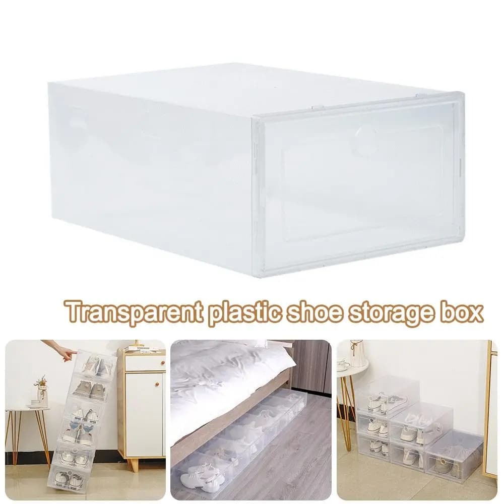 Portable Transparent Shoe Boxes Plastic Dustproof Shoe Cases Waterproof Stackable Sneaker Boxes Household