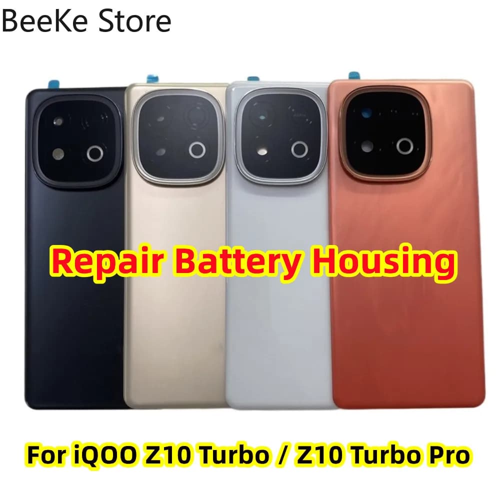 Sostituisci Per Vivo iQOO Z10 Turbo / Z10 Turbo Pro Custodia posteriore per telefono + Telaio per obiettivo fotocamera Coperchio in vetro per porta batteria