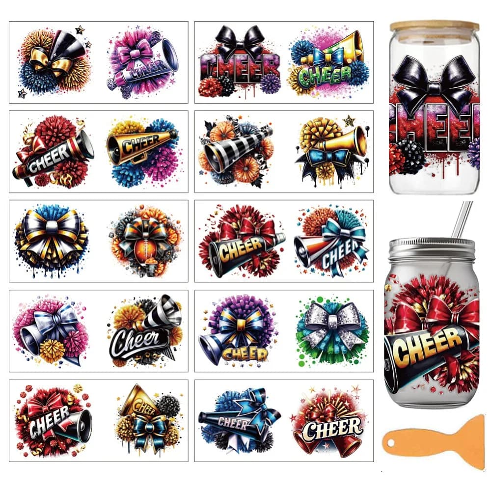 10 Pezzi 10 Stili Carta Termotrasferibile in PVC per Sublimazione UV Tazze Cheerleader 240x110mm 1pz/stile