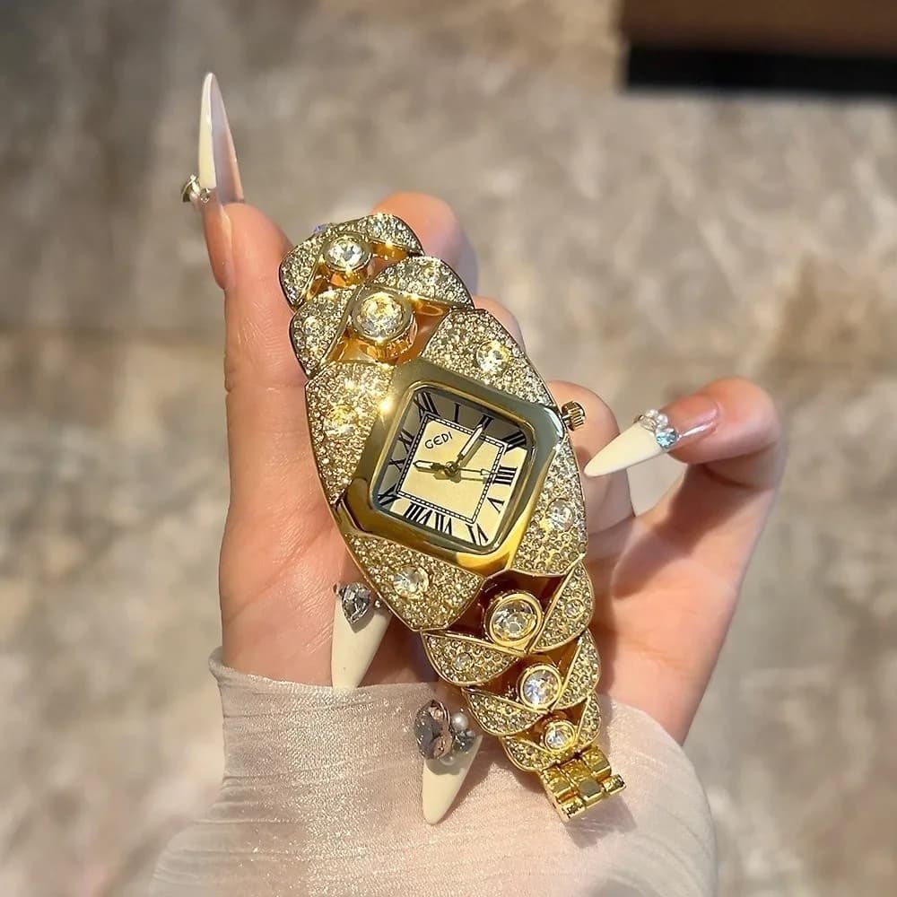 Nuovo Orologio da Polso con Diamanti Incastonati, Impermeabile, Lussuoso, da Donna, Gioiello alla Moda, Orologio al Quarzo per Serate Eleganti