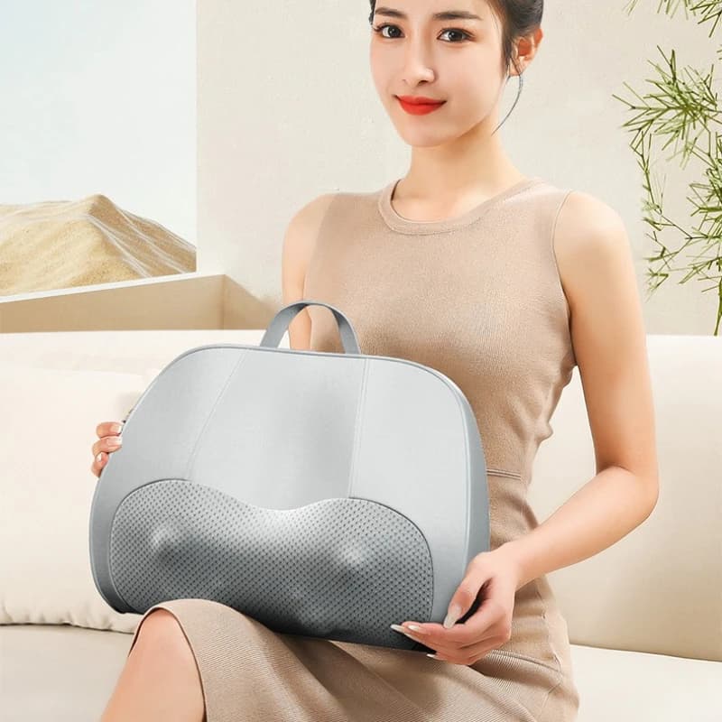 2-in-1 Cervical & Lumbar Massage Pillow Mat, Electric Heating for Neck Waist & Legs, Simulated Massage Breathable Durable Home