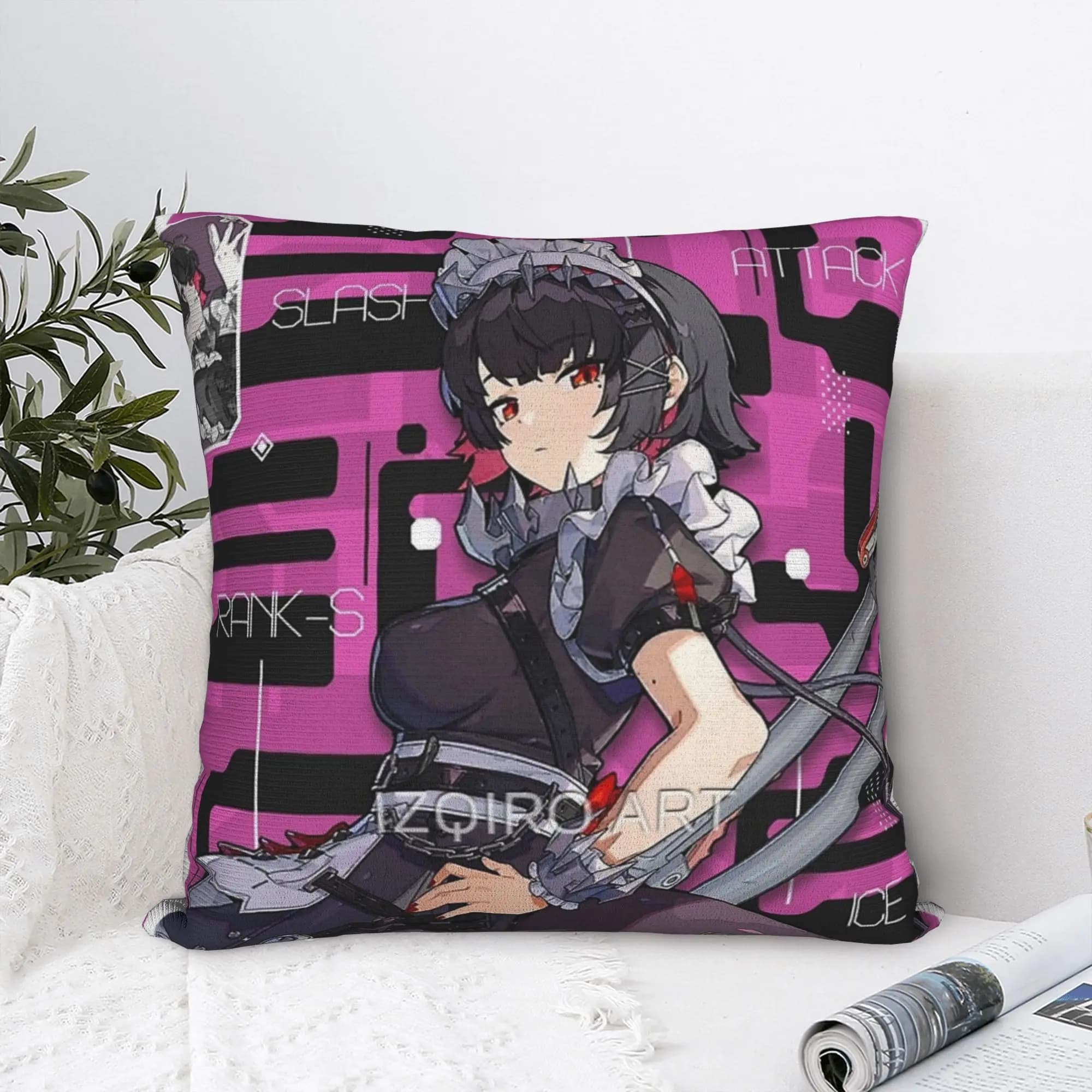 Ellen Joe Zenless Zone Zero Pillowcase Printing Polyester Cushion Cover Decorations Throw Pillow Case Cover Home Square 18''