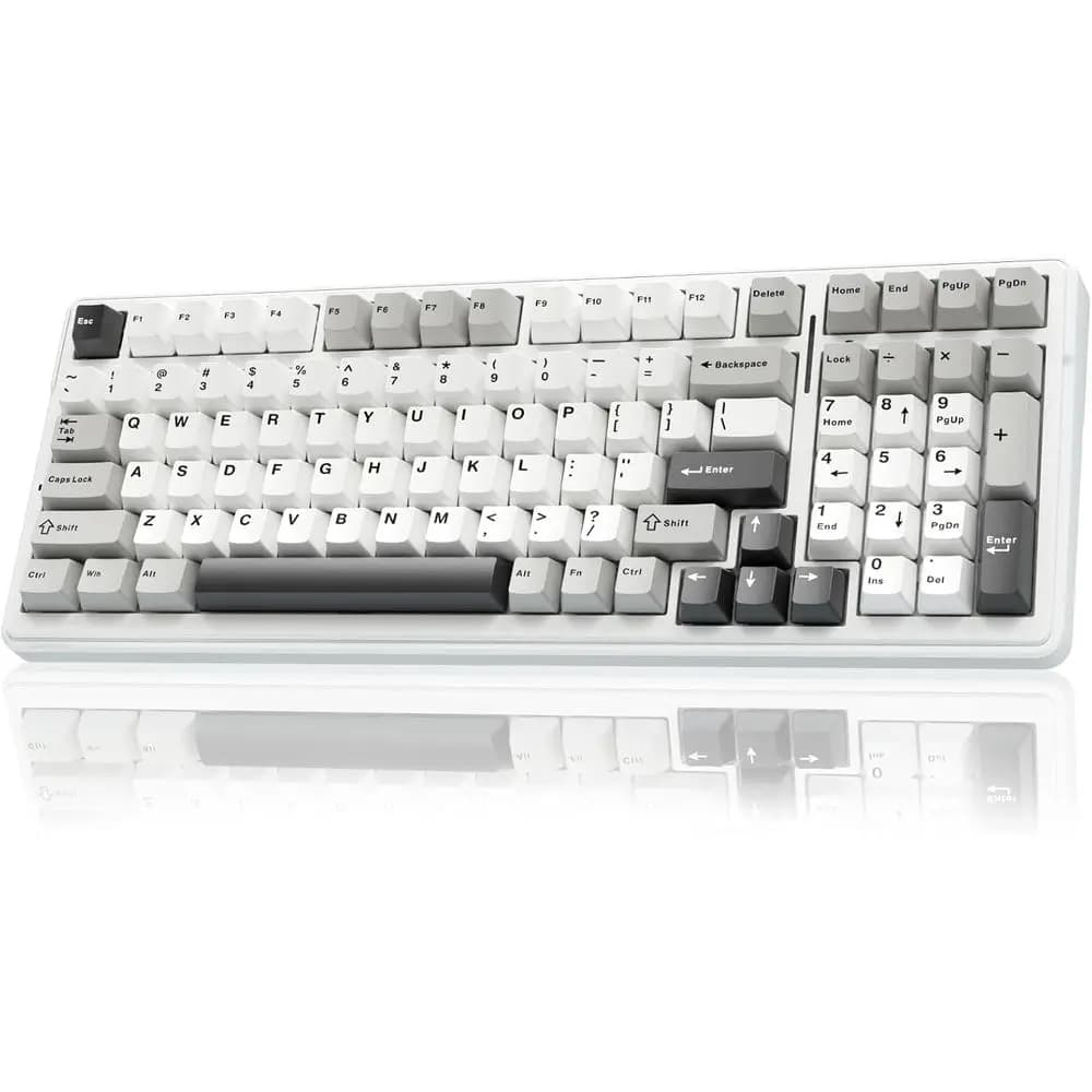 Tastiera Meccanica con Tri-e BT5.0/2.4GHz/USB-C, Hot Swappable, Switch Lineari Pre-lubrificati, Retroilluminazione RGB per Gaming e Dispositivi