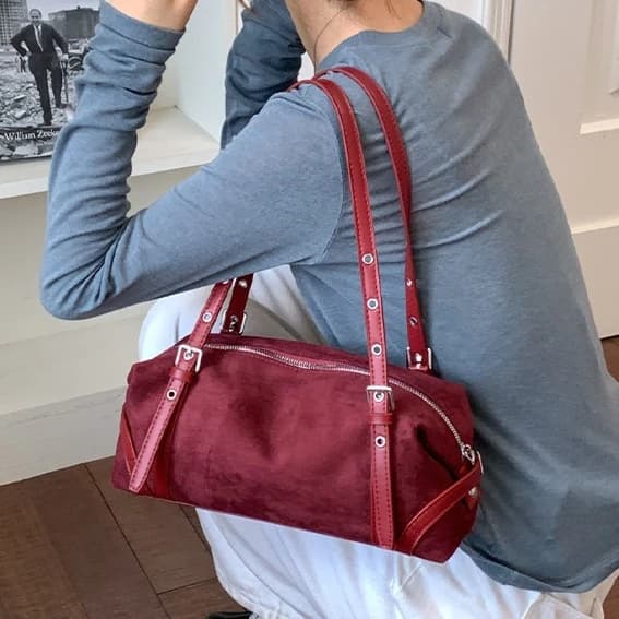 Faux Suede Women Handbags Large Capacity Pillow Shoulder Bag Commuting Ladies Travel Female Armpit Bag Commuting, Short Trips