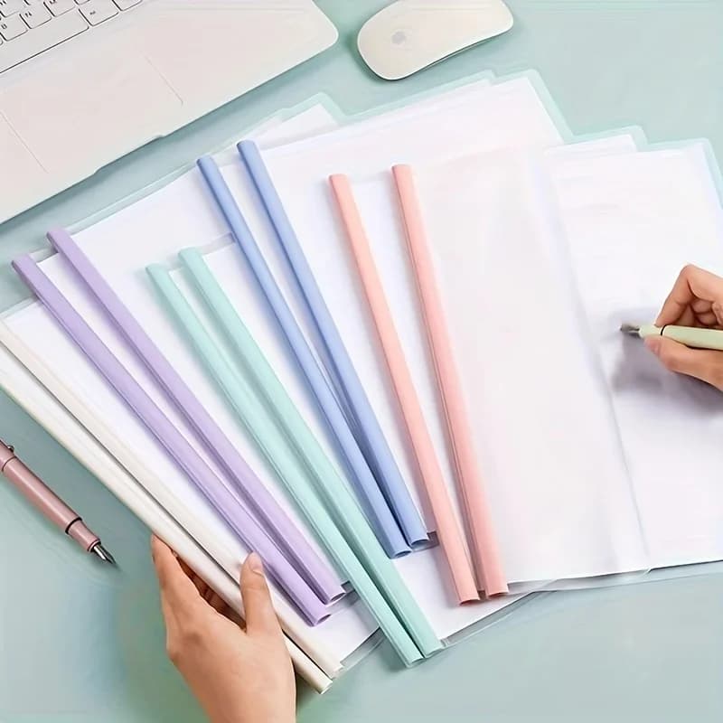 Cartella per asta da disegno in plastica A4, 5 pezzi, forniture aziendali, morsetto per asta per documenti addensato, cartella aziendale trasparente a forma di goccia