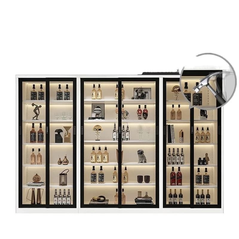Libreria in acciaio per uso domestico, porta scorrevole in vetro, figura per bambini, ornamento, file, vetrina per giocattoli, cintura per armadietto di stoccaggio