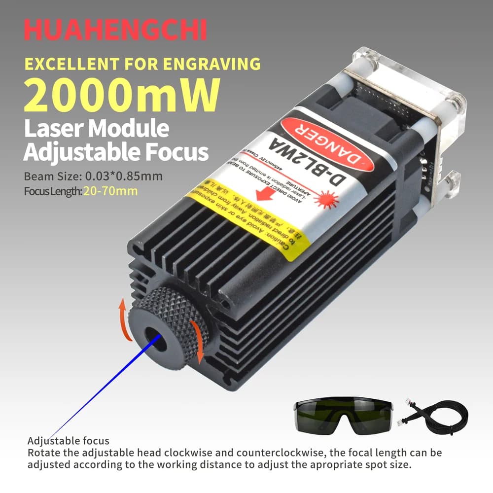 8W TTL/PWM modulo incisore Laser testa Laser messa a fuoco regolabile per macchina da taglio per incisione Laser CNC 450nm strumenti in legno chiaro blu