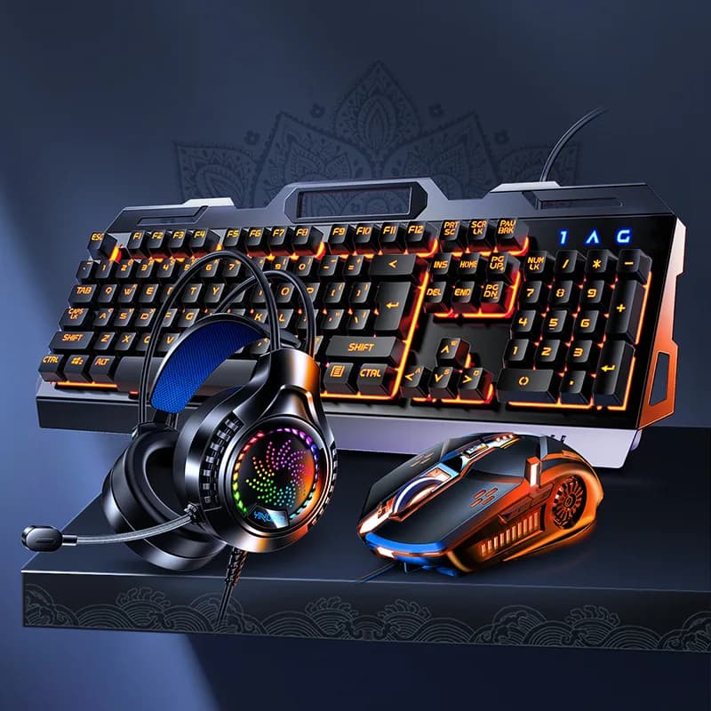 V2g5 Gaming Set with Metal Mechanic Keyboard, Mouse, Headphones and USB Cable, 3 Pieces/Set for Esports Players, Included Mouse Mat