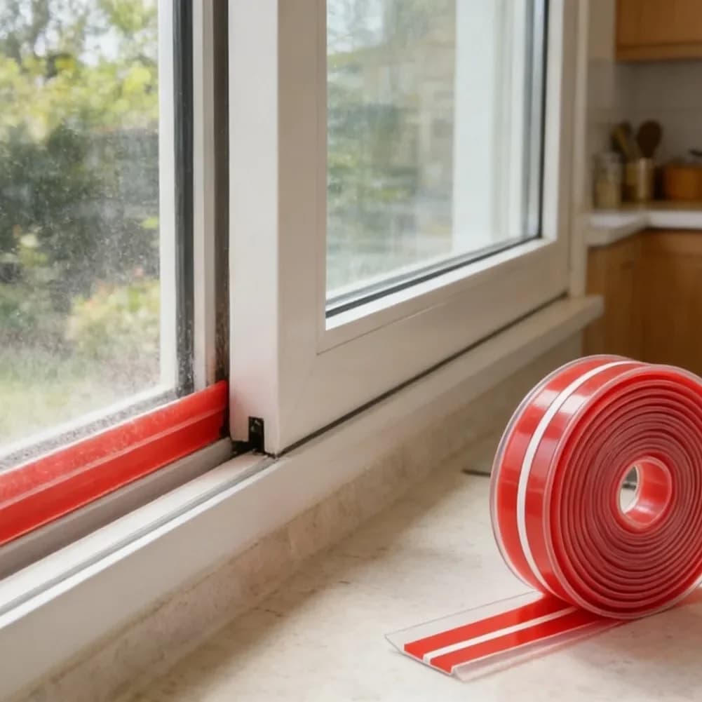 Guarnizione in Silicone Rosso a Forma di T da 40 Piedi per Fessure di Porte e Finestre, 2 Rotoli di Guarnizione per Porte Scorrevoli in Vetro