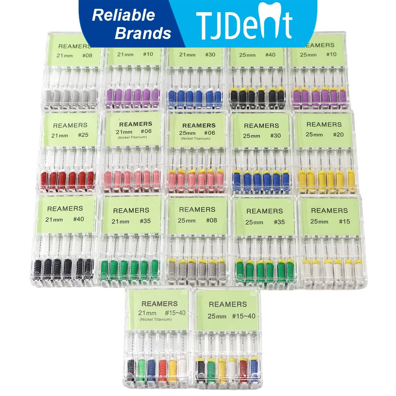 TJDent 6 pz/pacco Dentale Uso A Mano Alesatori 21mm/25mm Nichel-titanio Endodonzia Canalare Lime Strumenti Dentista Odontoiatria File Lab