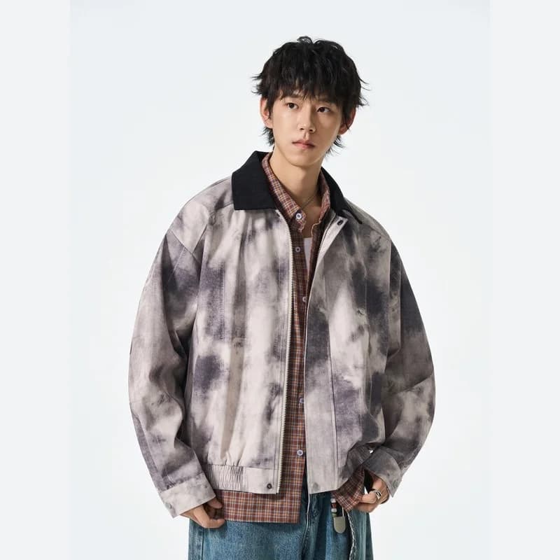 Giacca Sportiva da Uomo con Collo Rotondo, Stile Varsity, Design Cinese e Occidentale, Calda, Elegante, Antivento, Originale, per Arrampicata, Autunnale, Bianca