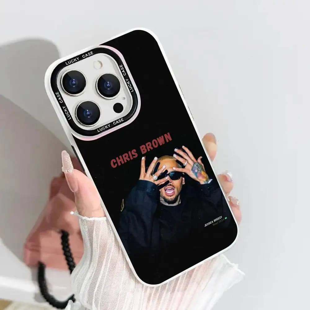 1pc C-Chris B-brown American Phone Case IMD Color Silver IPhone Bags 17 16 15 14 13 12 11 Air Pro Max Plus