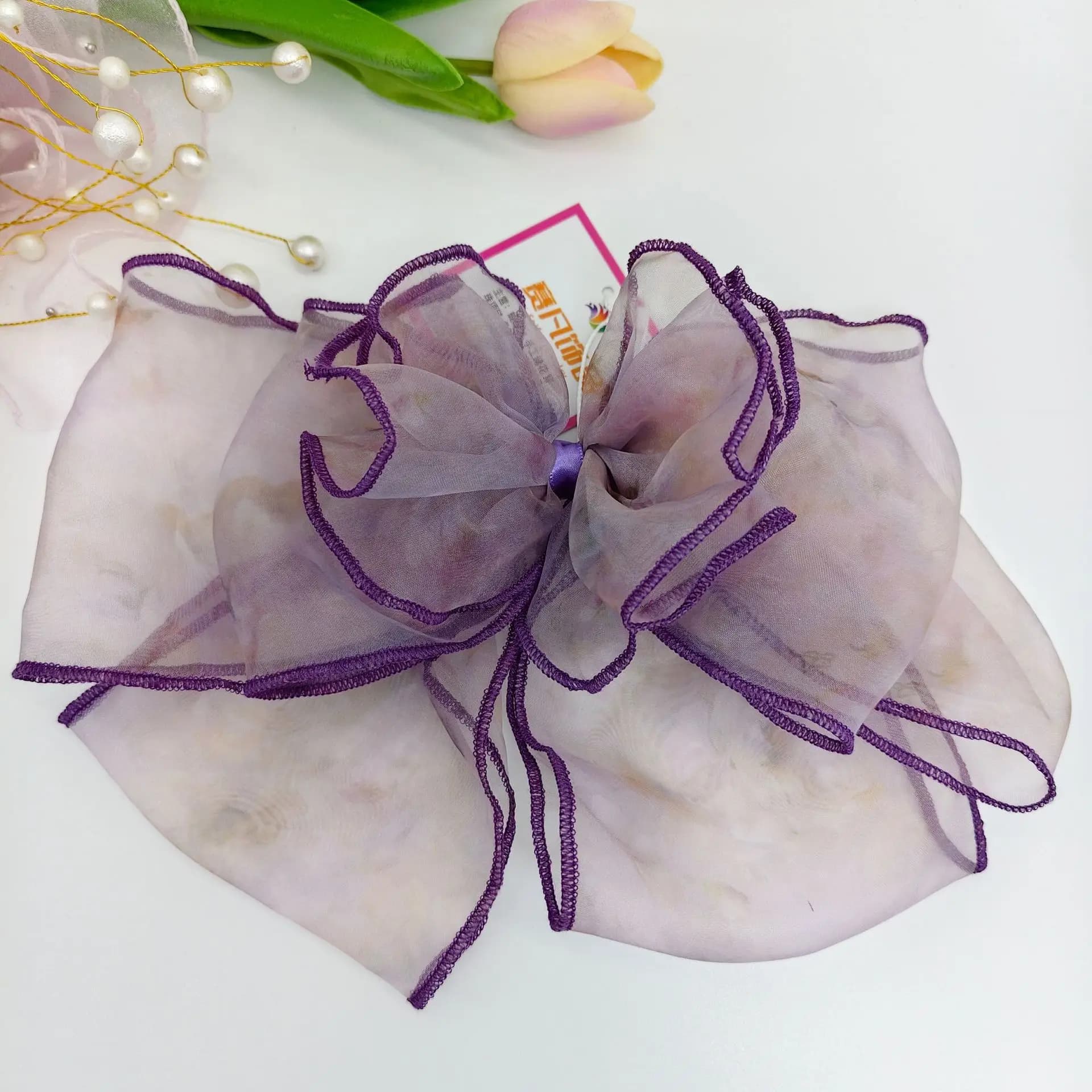 2026 New Elegant Mesh Bow Hairpin Purple Smudge Gentle Temperament Spring Clip Hair Accessories Back of Head High Sense Female 1PC