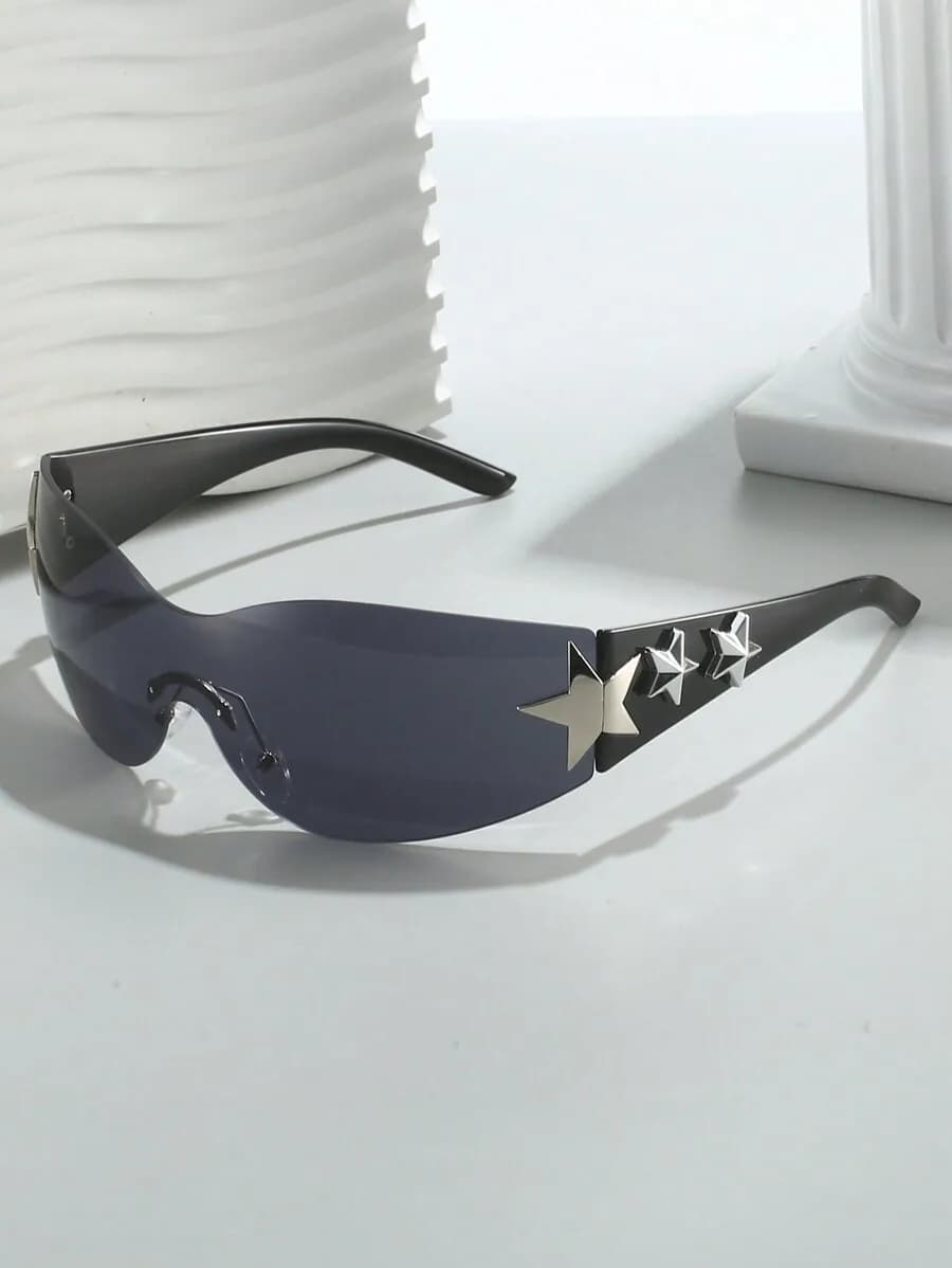 Women Star Decorated Full Wrap Around Sunglasses For Outdoor Travel Cycling Sport Y2k Style