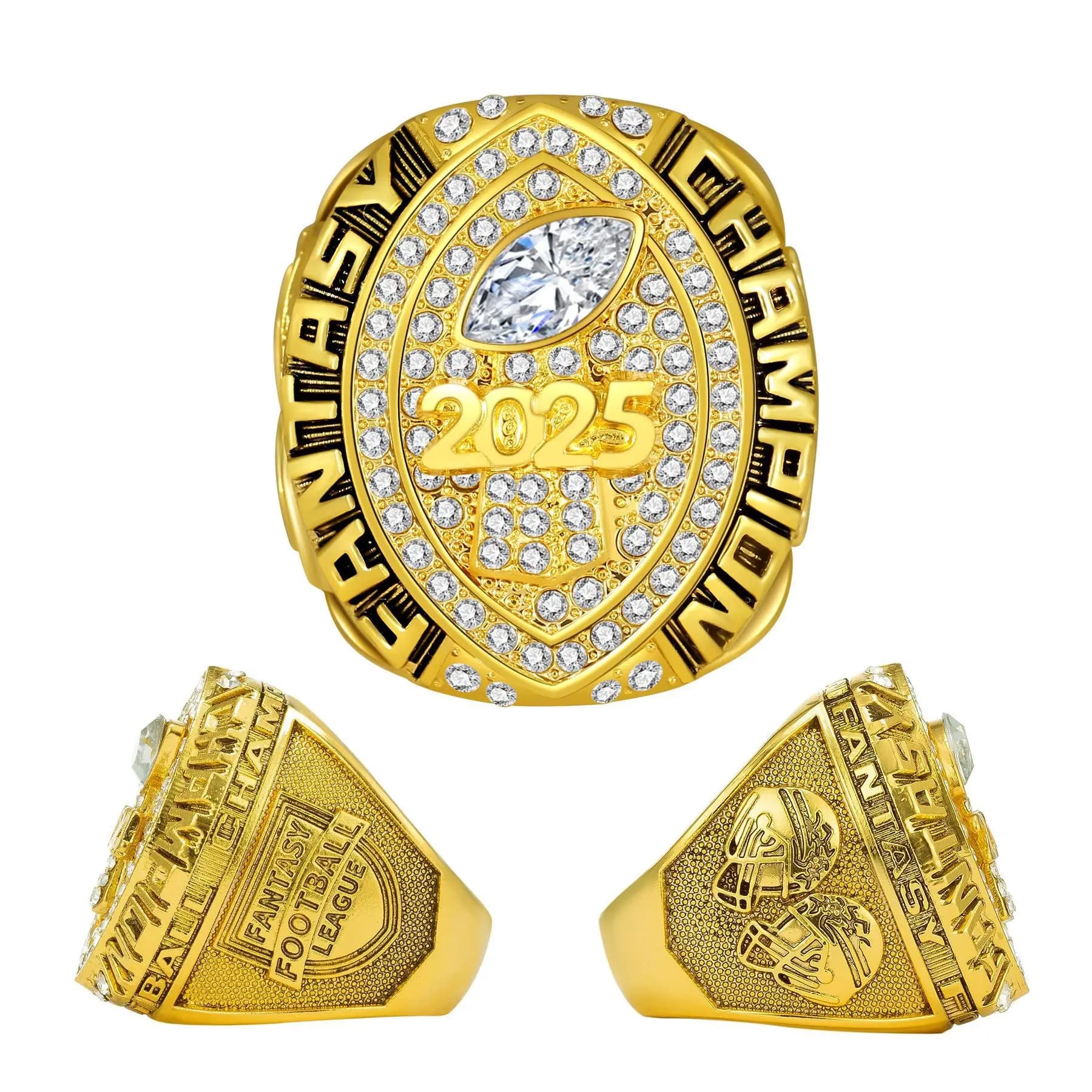 2025 Solid fantasy football league trophy ring Winner of fantasy football league ring size 8-14