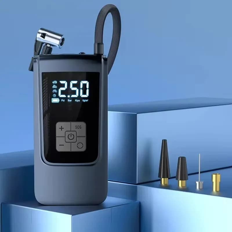 Compressore d'aria portatile per auto, pompa elettrica per gonfiaggio pneumatici, per auto, moto e biciclette