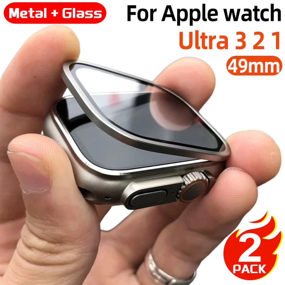Vetro temperato per Apple Watch Ultra 3 2 1 49mm Protezione schermo Anti-graffio HD Paraurti in metallo Pellicola completa per IWatch Ultra 49mm