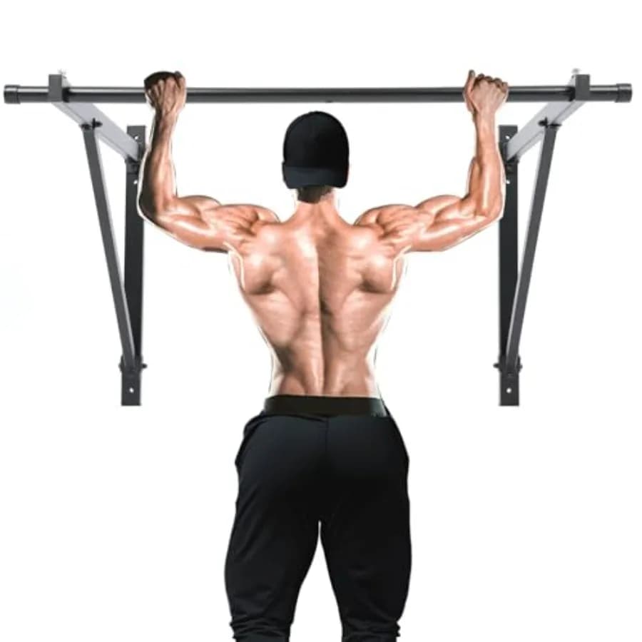 Wall Mounted Pull Up Bar for Home Gym Use, Heavy Duty Steel, Black, Supports 500lbs