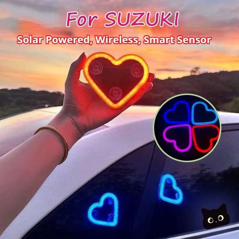 Car solar heart-shaped LED atmosphere light Universal Solar Car Window Decoration Neon Light For Suzuki SX4 Liana Grand Swift